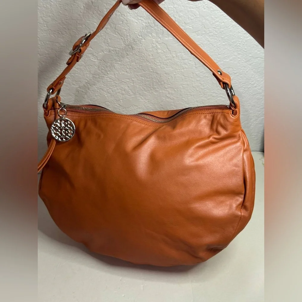 Coach Burnt Orange Leather Shoulder Bag Hobo Style Purse #13655